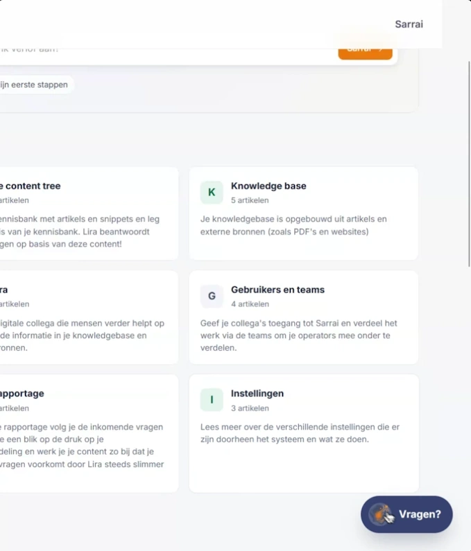 Screenshot of the Sarrai assistant answering a repeat question